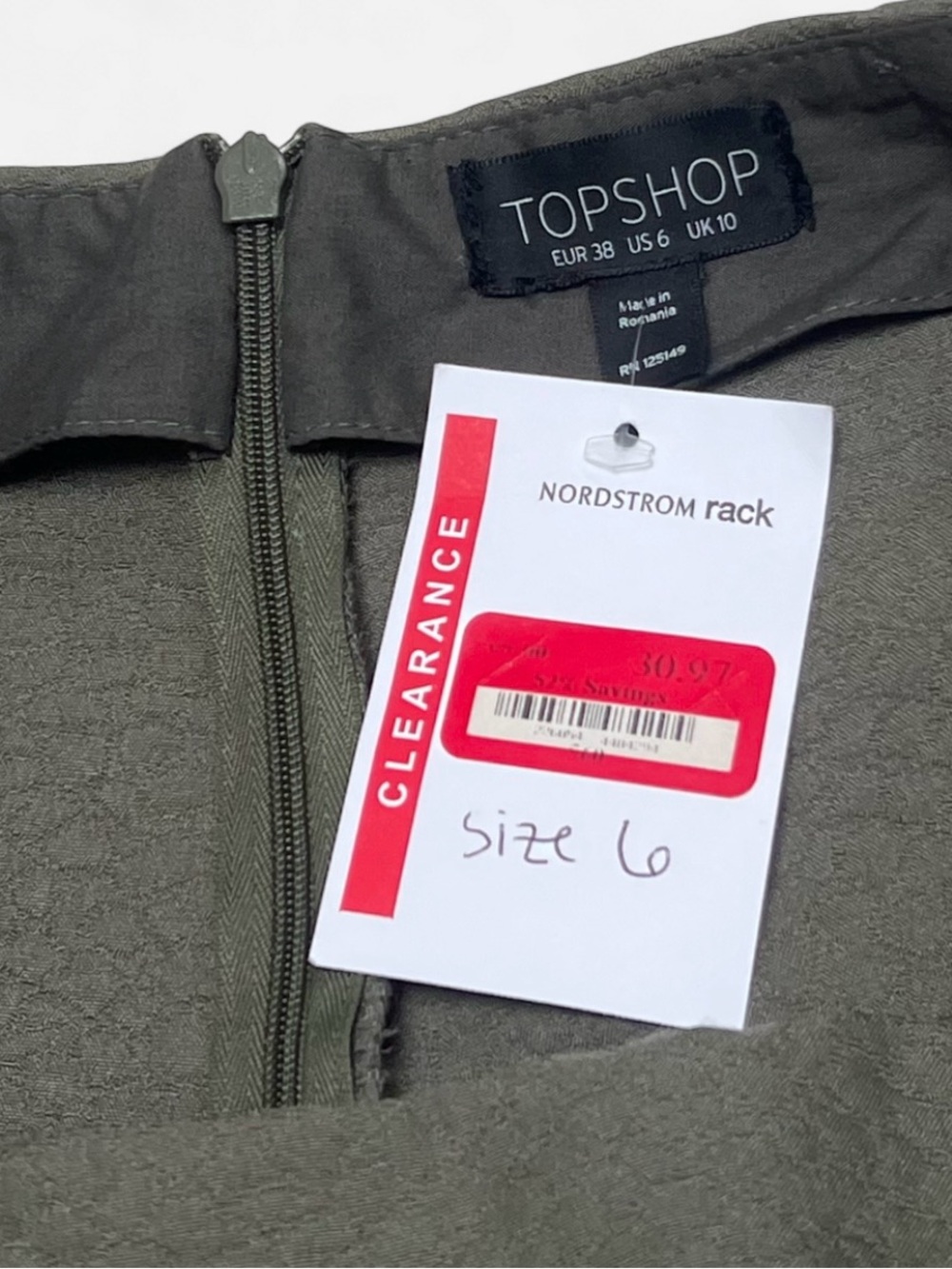 Topshop Olive Green Asymmetric Skort - Picture 5 of 5